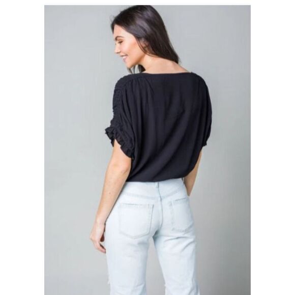 Free People Intimately Black Short Sleeve Cleo Bodysuit Top Black Sz XS - Picture 11 of 11